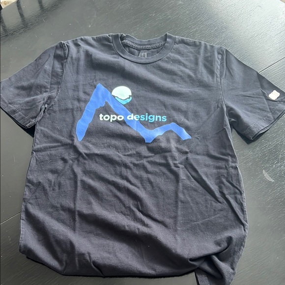 Topo Designs Black T-Shirt with Blue Graphic - Picture 1 of 3